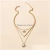 Hanger kettingen mode sieraden kwade eye mti layer ketting voor vrouwen blauwe ogen zon choker drop levering hangers dhwod