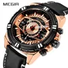 Polshorloges megir heren horloge lederen band leger sporten casual horloges waterdichte lichtgevende kwarts mannen relogios masculino klok