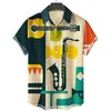 Camisas casuais masculinas Men Hawaiian Button Instruments Musical Instruments Impredido Slima curta Blouses Tops Camicias 230111