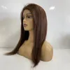 Brazilian Virgin Human Hair Dark Brown Color 3# Full Lace with PU Around Wig Lace with Thin Skin Perimeter Wigs for Woman