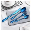 Set di posate eleganti 8 colori creative posate forchetta cucchiaino cucchiaino da cucchiaino set di stoviglie per feste di nozze drop delivery home home giard dhbsn