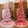 Kerstdecoraties 1 stks Rudolph lichtgevende boomrok roze niet-geweven stoffen LED-lichten Huisvakantie sfeer decoratie 108 cm