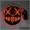 Décoration de fête 1 Pcs Halloween Creative El Lumineux Masque Noir Lumière Froide Ktv Danse Sans Batterie Drop Delivery Home Garden Festi Dh2Qd