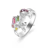 Anelli a fascia Gioielli di moda Cartone animato Anello carino Pony colorato Apertura con diamanti Consegna a goccia regolabile Dh0Zh