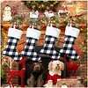 Christmas Decorations Plaid Stocking Gift Bag Xmas Tree Ornament Socks Santa Candy Home Party Drop Delivery Garden Festive Supplies Dhvby