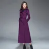 Women's Wool Blends Women Autumn Winter Purple Long Coat Belt Double Breasted Silm en Warm Overcoat England Style Female Trench Outerwear 230111
