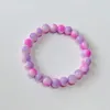 Link Bracelets Handmade Colorful Glass Cross Beads For Women Girls Sweet Beaded Bangles Elastic Rope Summer Jewelry Gifts