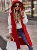 女性のベスト綿コート女性ノースリーブライト薄型ロングスリムフード付きチョッキ秋冬ファッション気質白 S-5XL コート 230111