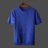 Men's TShirts Summer Men Tshirt Knitted Short Sleeves Top Sweater Solid Color Oneck Pullover Thick Slim Tees D215 230110