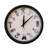 Horloges murales American Country Round Mute Clock Creative Décoration de la maison Oiseau Plante Fleur Art Chambre Blanc