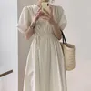 Sukienki swobodne V-Neck krótkie rękawe formalne eleganckie impreza kobiet skromna jedno kawałek Piękny midi długi 2023 Summer Sundress