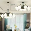 Kroonluchters Amerikaanse keramische kroonluchter verlichting slaapkamer eetkamer ijzer retro landelijk leven huishouden LED -lamp