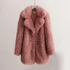 Women's Fur & Faux Fashion Circle Wool Fuax Coat Loose Long Sleeve Turn Down Collar Jacket Warm Plush Teddy Winter Women Outwear