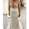 2023 Luxury Bridal Gown Gracious Heavy Beading Long Sleeve Mermaid Wedding Dress With Removable Long Tulle Train