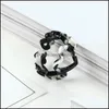 Bandringar mode leopard tryck harts akryl ih￥lig hj￤rtkedja ring f￶r kvinnor colourf geometriska smycken g￥vor c3 sl￤pp leverans dheeq