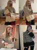 Maglioni femminili da donna maglione a strisce a strisce streetwear a manica lunga pentolo sciolto