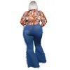 Women's Jeans HAOOHU Street Wear Urban Plus Size Women Fashion High Waist Hole Tassel Wash Water Vintage Casual Flared Pants Wholesale 230110