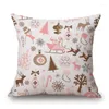 Travesseiro de travesseiro 45x45cm Pink Christmas Gift Style Series poliéster Home Decoration Top Cover Sofá