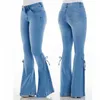 Taglie più taglie xs-4xl donne jeans a metà vita allaccia su jeans designer stretch jeans ladies pantaloni svasati 3 col 551