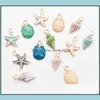 Charms 13pcs/Lot Nautical OCEA Emaille Sea Zeester Shell Conch Hippocampus Colorf Oil Drop Pendant voor sieradenaccessoires Diy Best DHQRS