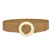 Ceintures Femmes Solide Tissé Élastique Casual Ceinture D'été Stretch Avec Boucle En Bois Designer En Cuir