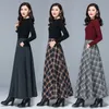 Gonne Mamma Vita alta Plaid di lana Autunno Inverno Donna 3XL Lana Maxi Moda femminile Casual Lungo Streetwear 230110