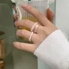 Cluster Rings 3pcs/set Acrylic Ring Set Light Color System Resin Beaded Elastic Bridal Engagement Women Finger Jewelry 2023