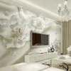 Bakgrunder Anpassade väggmurar Silkduk Material Blommor Europeisk stil Takter för vardagsrum TV Bakgrund Heminredning Colth