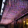 Strängar LED Icicle Curtain Firefly Light Fairy For Wedding Home Party Decoration Outdoor Blue Christmas String Lights