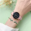 Avanadores de pulso Moda Sky Sky Women Women Womens Polygon Surface Ulzzang Brand Qualidades Ladies Casual Mulher Matte Leather Clock