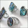 Cluster Rings Wholesale 12Pcs Big Fashion Charm Shell Abalone Mix For Women Men Party Gifts Retro Jewelry Lots Drop Delivery Ring Dhpea