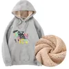 Heren Hoodies Sweatshirts Hooded Hoodie Heren Winter Nieuwe Lamb Wol Sweater Lange mouw Mouw los plus fluweel verdikt top