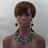 Halskette Ohrringe Set Multicolor Shell Charming Boho Schmuck Einreihe Kristallkugeln Nigerian Party Perlen ABL380