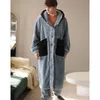 Mäns Sleepwear Coral Fleece Nightgown Winter Plus Size Suit Thicken Warm Flanell Bathrobe Fashion Man Pyjama Set Robes Set 230111