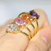 Hochzeit Ringe Für Frauen Mehrfarbig Oval Zirkon Zierliche Ring Mädchen Gold Farbe Y2k Schmuck Kpop Freundschaft Geschenk Großhandel R865