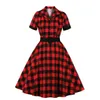 Retro Hepburn Style Dress Womens Clothing British Plaid Large Swing Direct