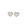 Stud Bijoux De Mode S925 Sier Post Boucle D'oreille Zircon Évider Amour Coeur Boucles D'oreilles Drop Delivery Dhlsz