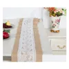 Table Runner Linen Lace Lace Casos de estopa vintage Country Natural Country for Party Wedding Droga Drop Drop Home Garden Textiles Dh42k