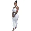 Women's Tracksuits Sexy Halter Crop Top And Pants 2 Piece Set Women Tracksuit Bottom Slit Long Club Outfit Spring Summer Clothes Lounge Wear