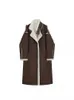 Kvinnor Down Parkas Standing Collar Medium Längd Motorcykeljacka Autumn Winter Warm Wool Kneelength Coat Long Sleeve Outerwear Female 230111