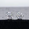 Stud Earrings Real 14K Solid Gold 1 Carat D Color Moissanite Flower With GRA Certificate Engagement Fine Jewelry