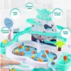 Party Games Crafts 2 In 1 Music Fishing Toy Children S Magnetic Electric Circulation Platform Water Play Game Toys For Kids Birthday Gift 230111