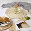 Mats Pads Corn Fur Woven Dining Table Mat Heat Insation Pot Holder Round Coasters Coffee Drink Cup Placemats Mug Drop Delivery Hom Dhin7