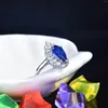 Clusterringen mode eenvoudige peervormige gesimuleerde saffier verstelbare ring hoge koolstof diamant waterdruppel kleur schat van vrouwen sieraden