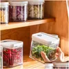 Opslagflessen potten transparante voedselbox met afvoerbak gemakkelijk schone stapelbare pp picknick fruit koelkast organizer keukengereedschap dhvsl