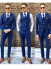 Trajes para hombre, más vendidos de 2023, azul real, 3 uds., conjuntos para hombre de boda, Blazer, pantalones, chaqueta ajustada Formal, pantalones, chaleco, disfraz