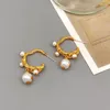 Stud Earrings French Retro Baroque Style Twisted C Shape Pearl 925 Silver Needle For Women Luxury Elegance Brass Plating 18k Gold
