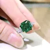 Cluster Rings 925 Sterling Silver Green Palaiba Tourmaline Skapar Mozanite Gem Wedding Ring for Women's High-End Jewelry Wholesale