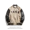 Jackets de streetwear letra Bordado Motocicleta PU Jaqueta de couro masculino Baseball Bomber Bomber
