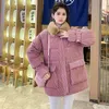 Kvinnors trenchrockar Herstory Women's Corduroy Padded Jacket 2023 Winter Loose Faux Päls krage tjockare varm kort casual koreansk